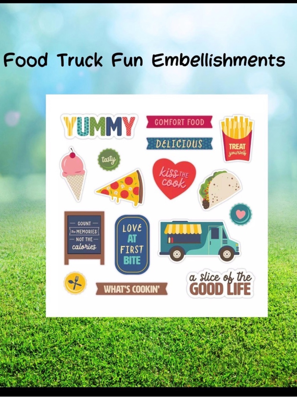 CREATIVE MEMPRIES Food Truck Fun Embellishment Pack NIP